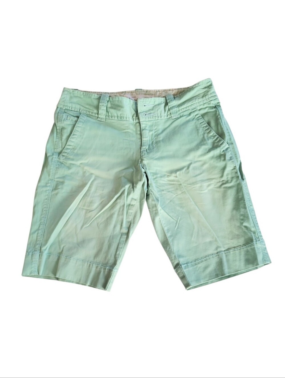 Vintage Aeropostale Mint Green and Yellow Cotton Soft Bermuda Shorts Size 0